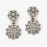 A Pair of Diamond Ear Pendants18K white gold (750/-), tested. 90 brilliant-cut diamonds,