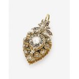 A Diamond PendantGermany, 1870-1880 14K yellow gold (585/-), tested. 1 large rose-cut diamond of