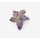 An Art Nouveau Enamel and Diamond Flower BroochUSA, circa 1895 14K yellow gold (585/-), stamped. 1