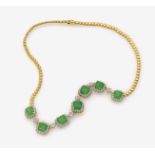 An Emerald and Diamond Necklace18K yellow gold (750/-), tested. Circa 146 brilliant-cut diamonds,