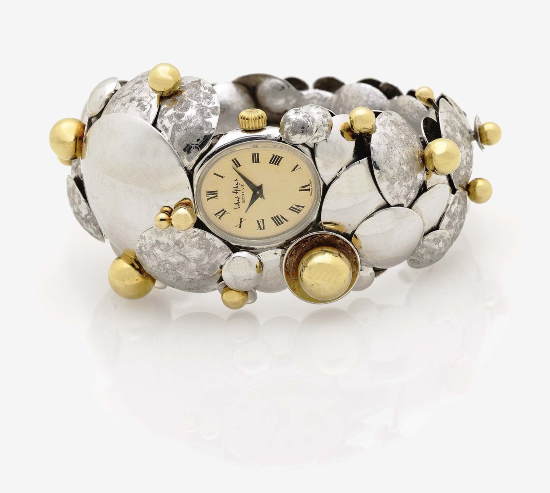 A Lady's Bracelet WatchSwitzerland, GILBERT ALBERT and BUECHE-GIROD 18K white and yellow gold ( - Bild 2 aus 2