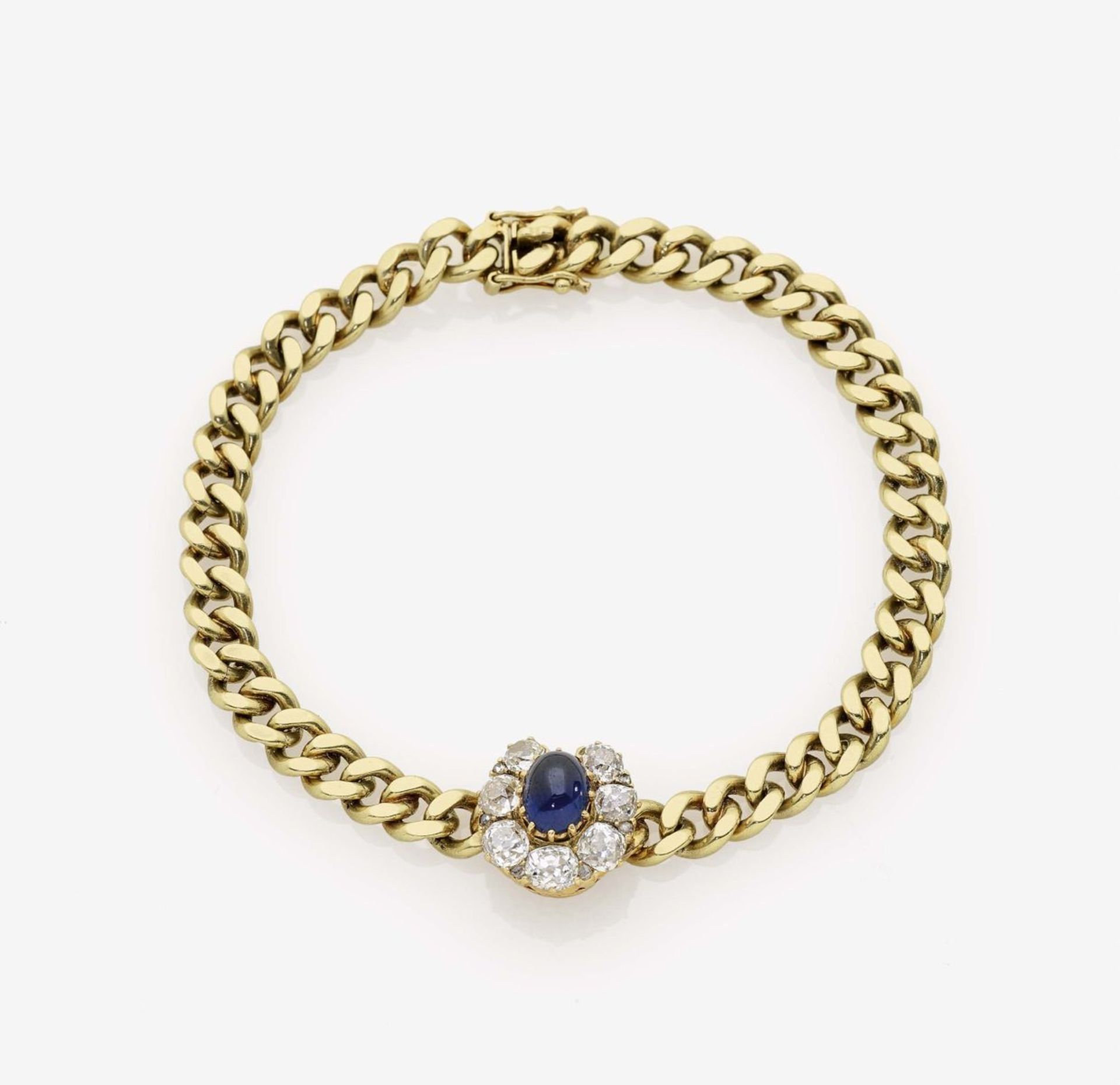 A Sapphire and Diamond BraceletAustria, circa 1900 14K yellow gold (585/-), stamped. Assay marks for