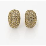 A Pair of Earrings with Brown Diamonds18K yellow gold (750/-), stamped. Maker's marks. Circa 90