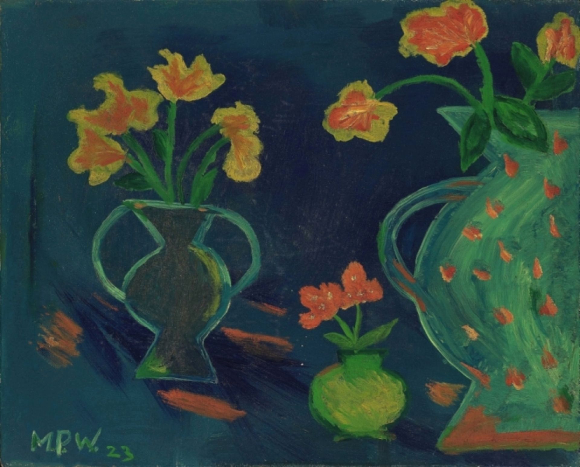 Peiffer Watenphul, MaxStill life with flower vases. 1923 Oil on canvas 49.5 x 60.5 cm Monogrammed