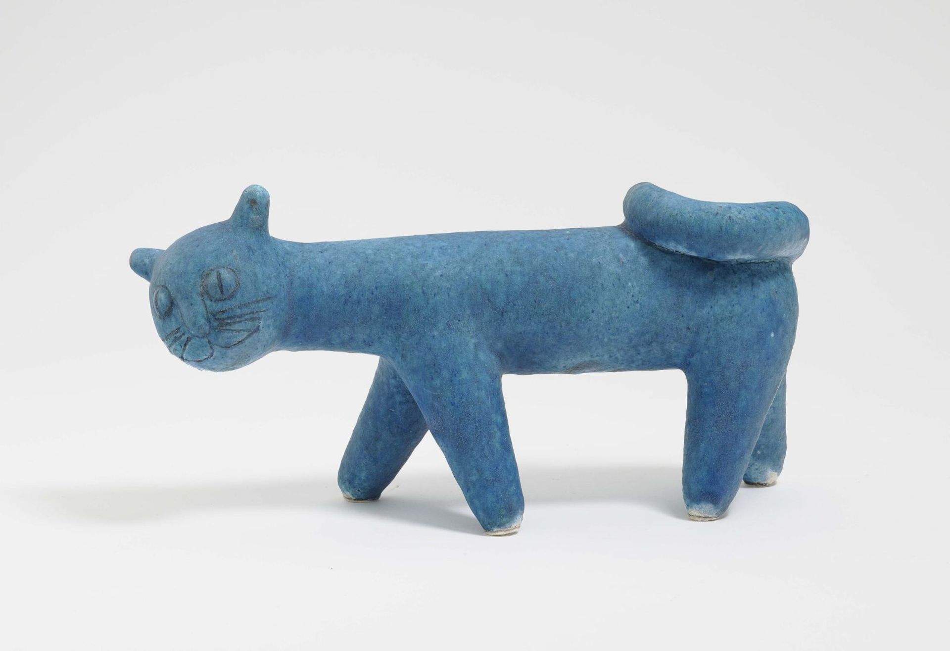 Erdös-Meisinger, IdaCat Fired clay with blue glaze 30 x 14.3 cm Provenance: private owner, South