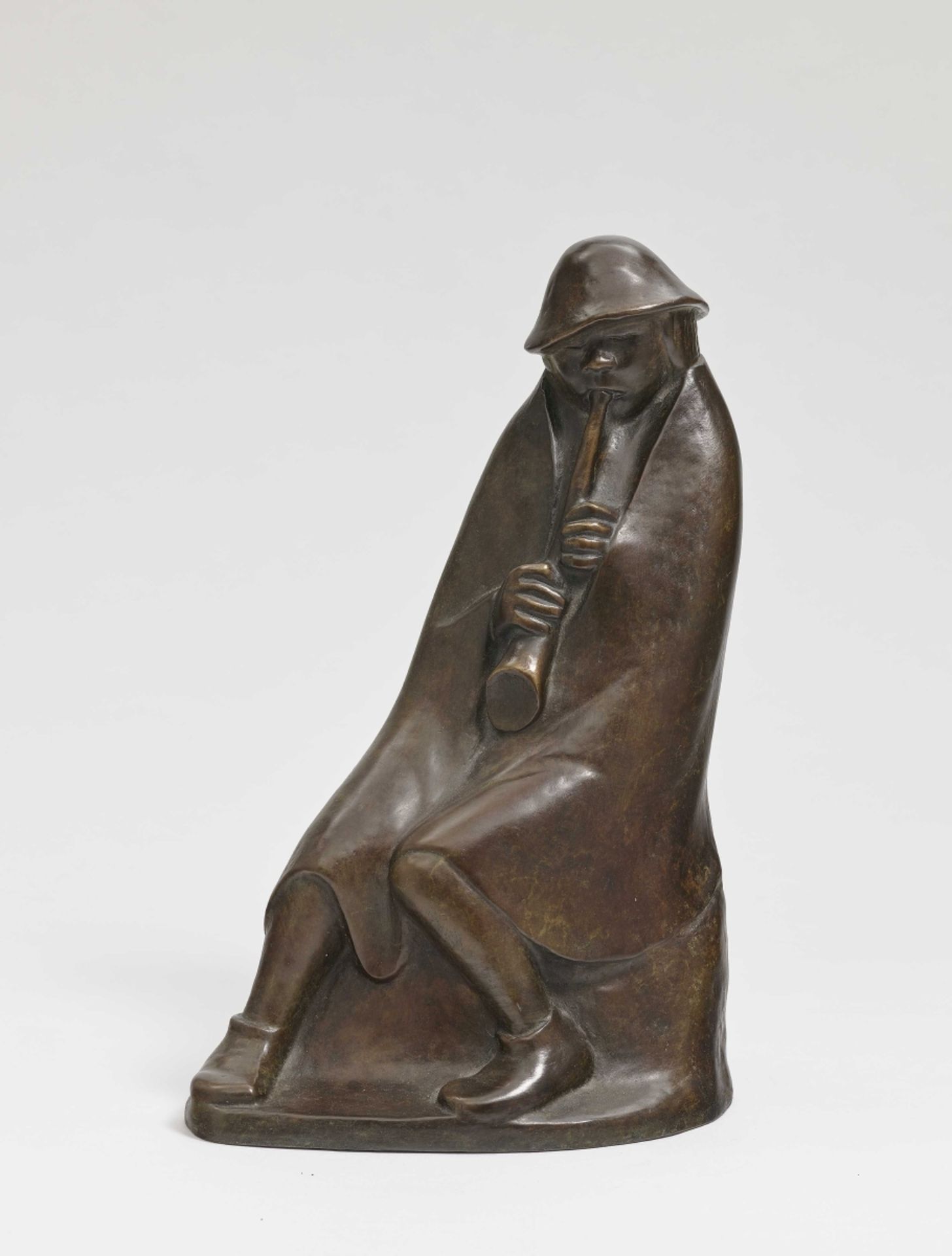(After) Barlach, ErnstThe flute player Bronze, brown patinated Approximately 29 x 17 x 14 cm On