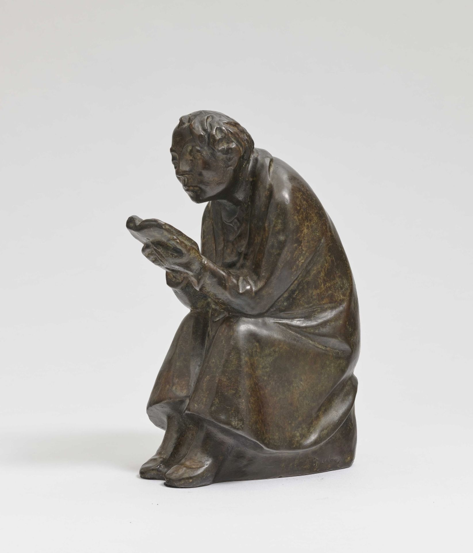 (After) Barlach, ErnstThe book reader (Reading man in the wind) Bronze, brown patinated - Bild 2 aus 2