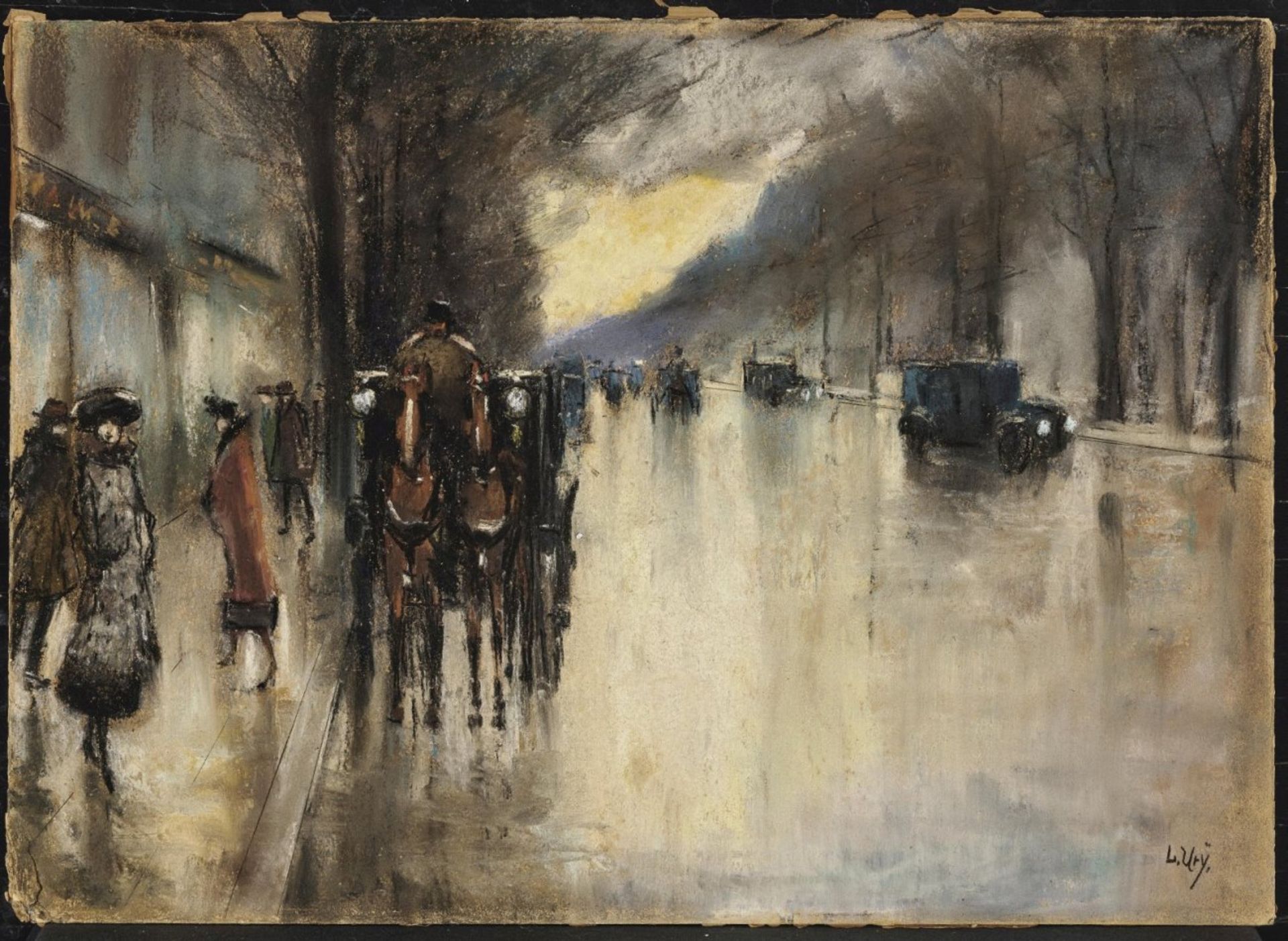 Ury, LesserStreet Scene in the Tiergarten. 1915-20 Coloured pastel on brown cardboard 48.5 x 34 cm