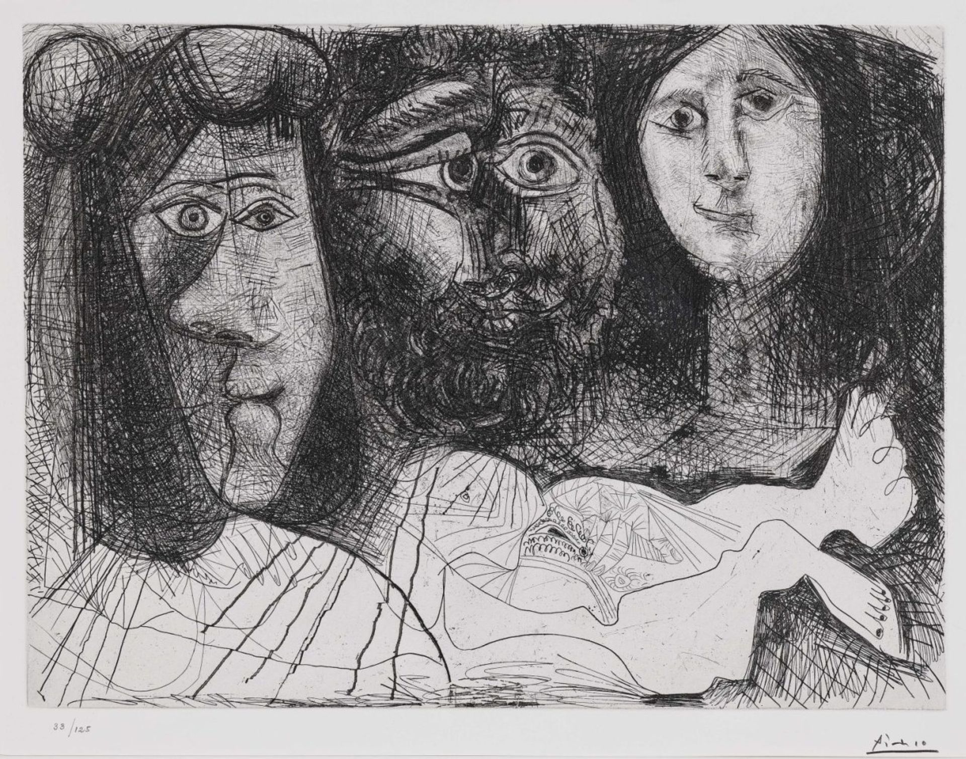 Picasso, PabloLa Chute d'lcare, 1972 Drypoint on vellum 36.5 x 49.0 cm (50.3 x 66.0 cm) Signed ''