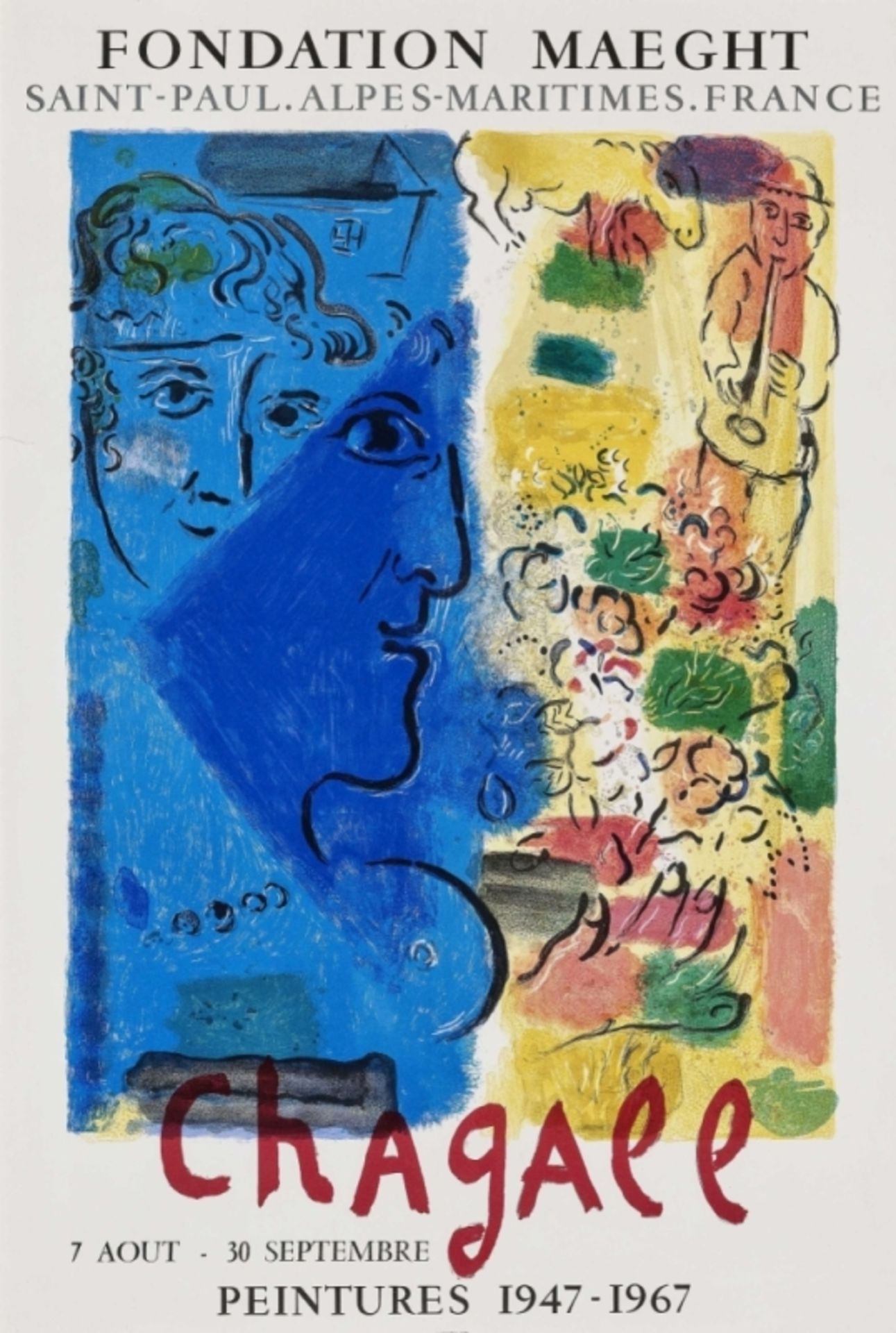 Chagall, MarcExhibition Poster (Peintures 1947-1967). 1967 Coloured lithograph on vellum 64 x 48 - Bild 2 aus 3