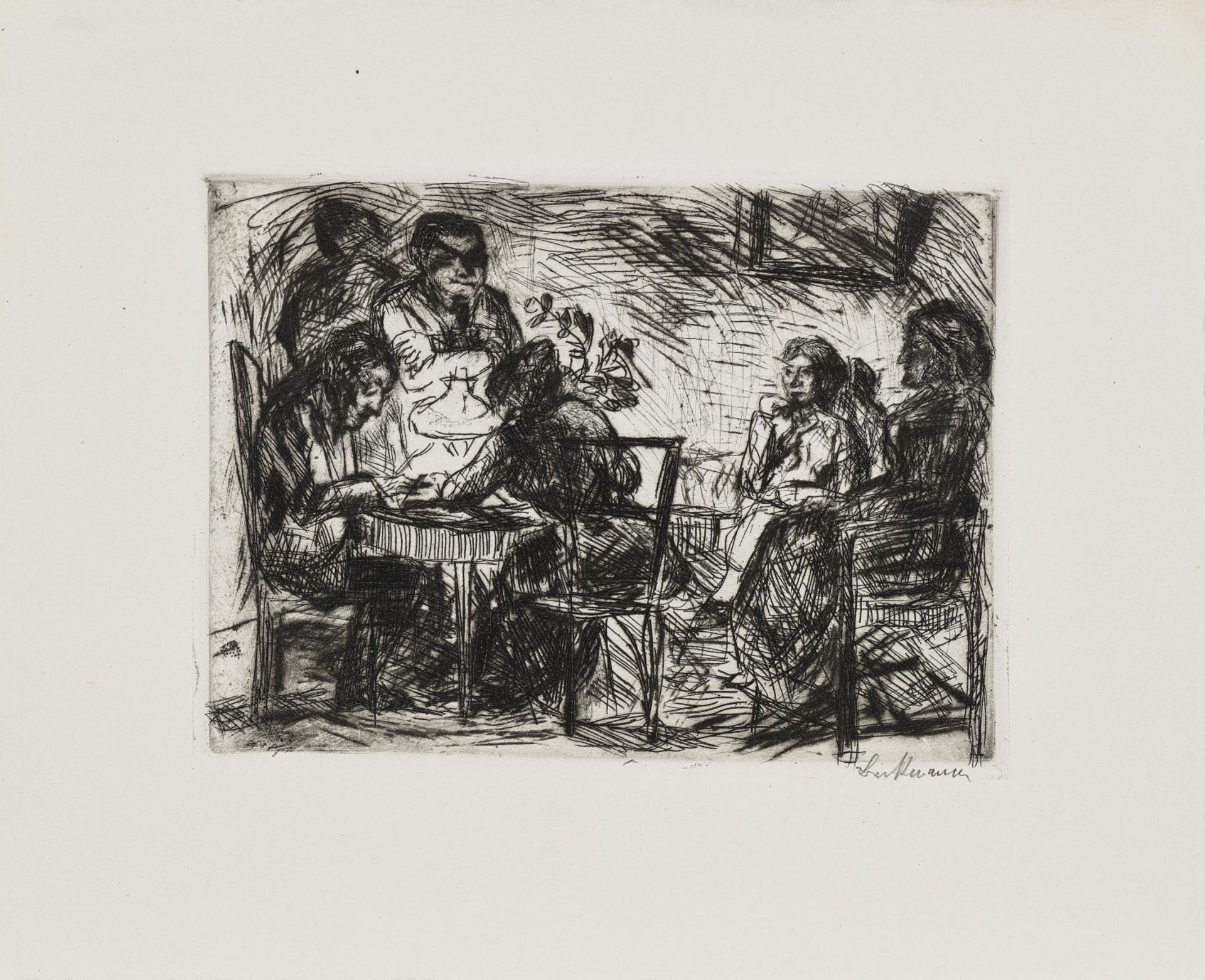 Beckmann, MaxEvening Soirée. 1912 Etching and drypoint on vellum 14.6 x 19.7 cm (24 x 29.5 cm)