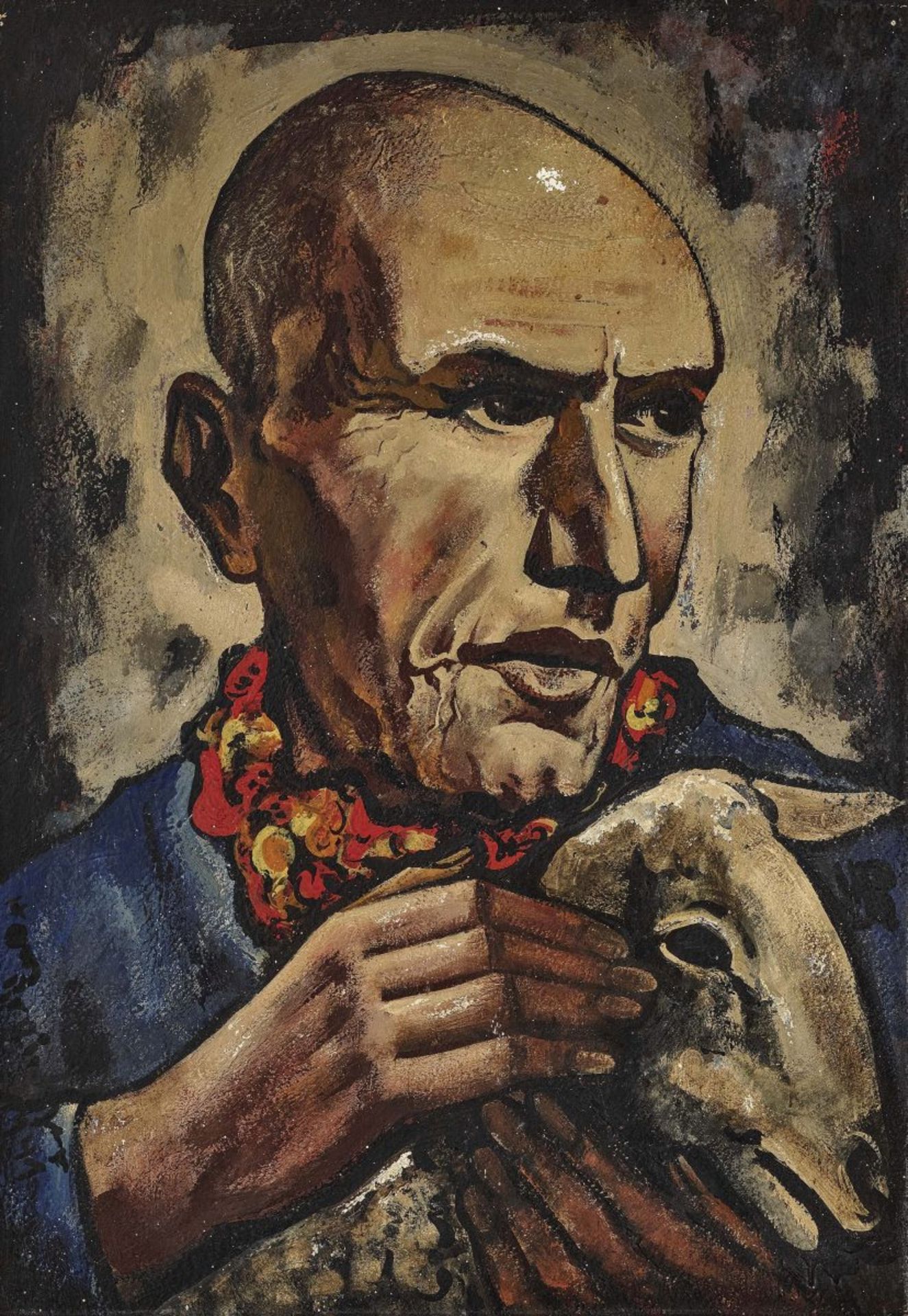 Breinlinger, HansThe Good Shepherd. 1941 Oil on cardboard 74 x 51 cm Signed and dated verso. Framed.