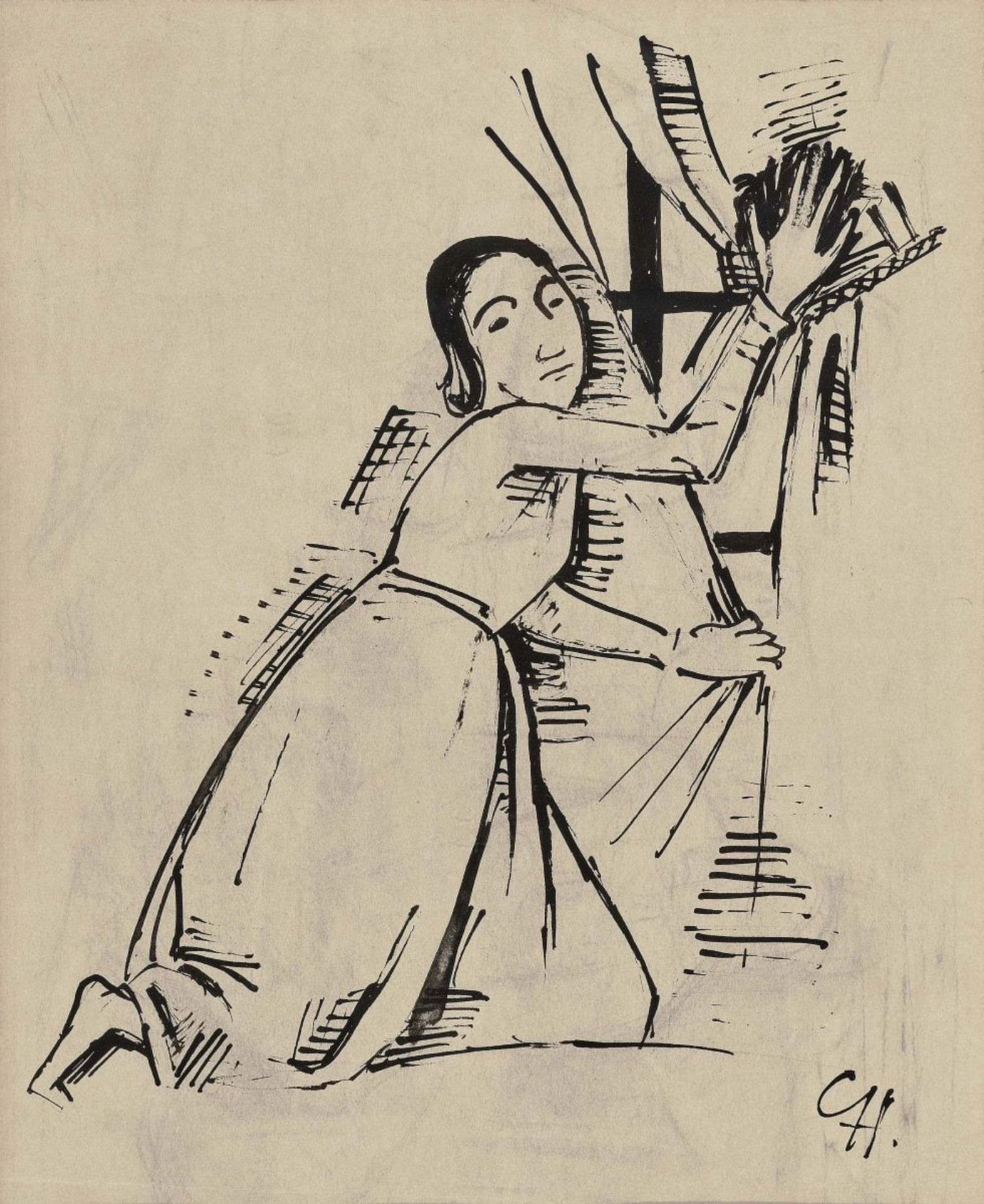 Hofer, KarlGirl at the Window Ink drawing on paper 35 x 30 cm (49 x 37 cm) Monogrammed lower