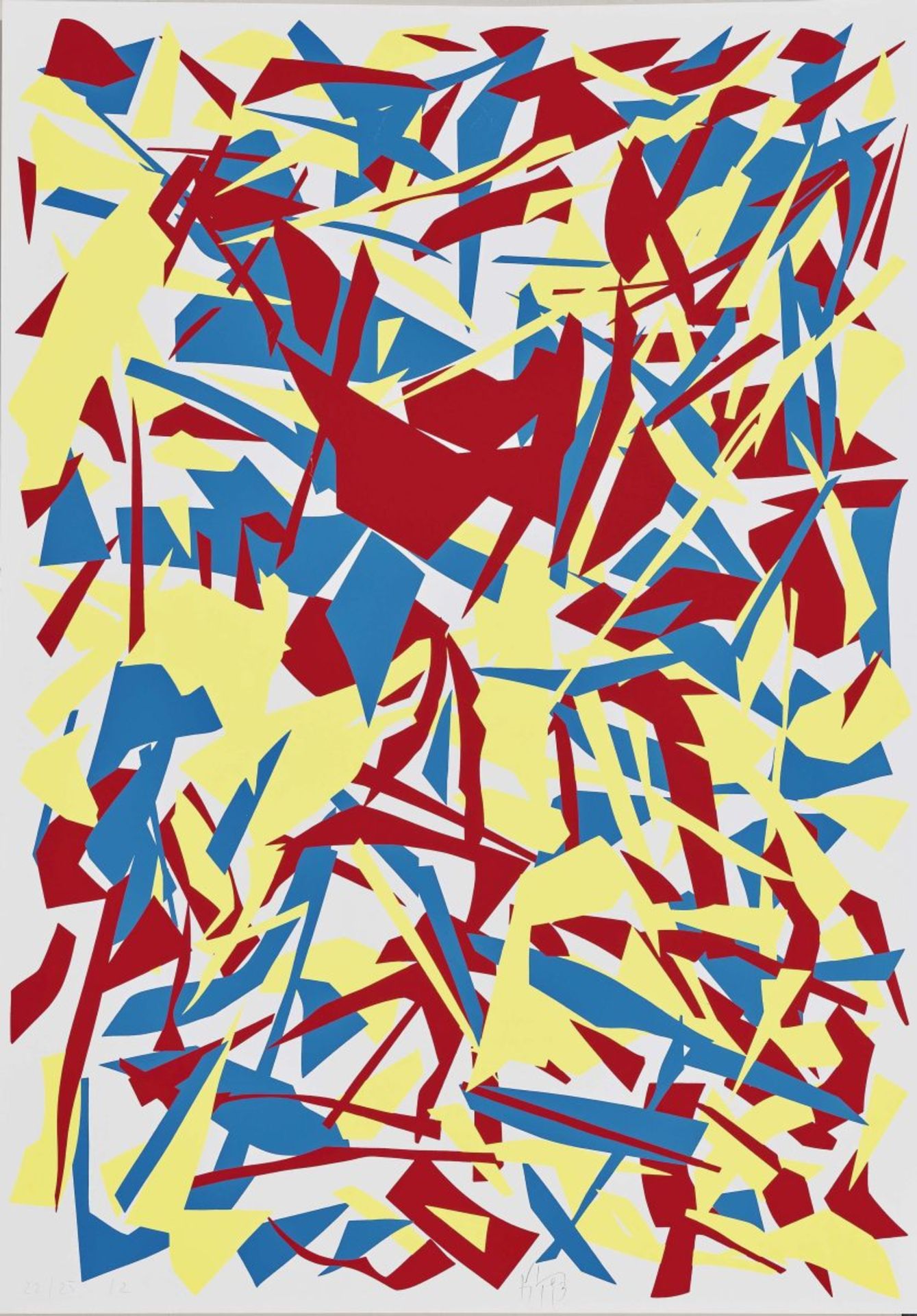 Knoebel, ImiRed-Yellow-Blue Knife Cuts. 1993 3 colour serigraphs on vellum cardboard 93 x 65 cm each - Bild 2 aus 3