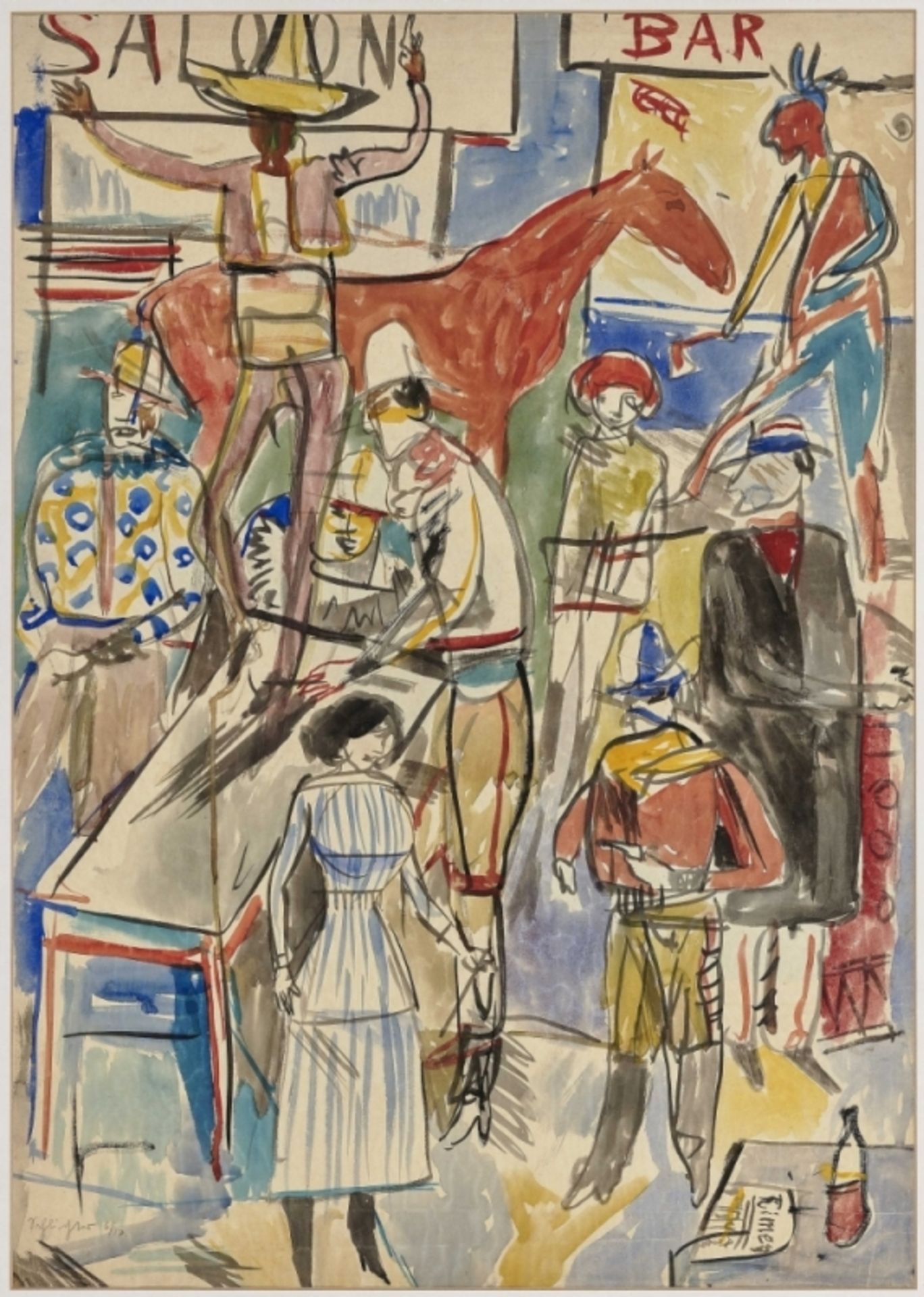 Schlichter (Udor Rétyl), RudolfWild West Saloon. 1917 Watercolour on yellowed drawing paper 72.2 x