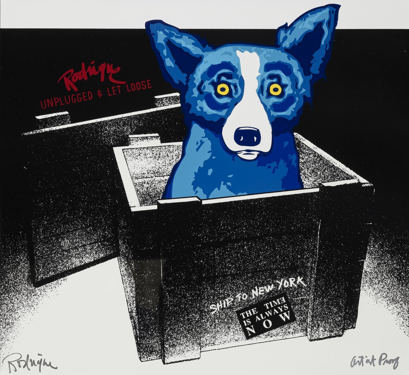 Rodrigue, GeorgeUnplugged And Let Loose (Ship to New York). 1995 Colour serigraph on white thin
