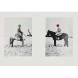 Baldessari, JohnTwo Horses and Rider. 1997. Coloured lithograph on three-ply paper consisting of two