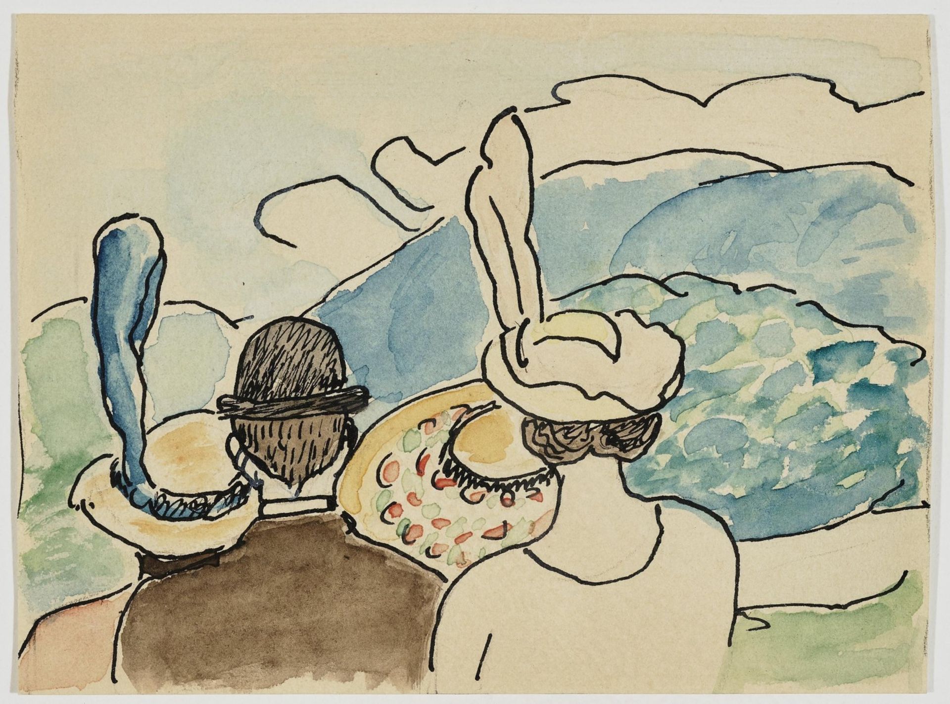 Münter, GabrieleExcursion to the Murnau Landscape. Circa 1908 Ink drawing and watercolour on