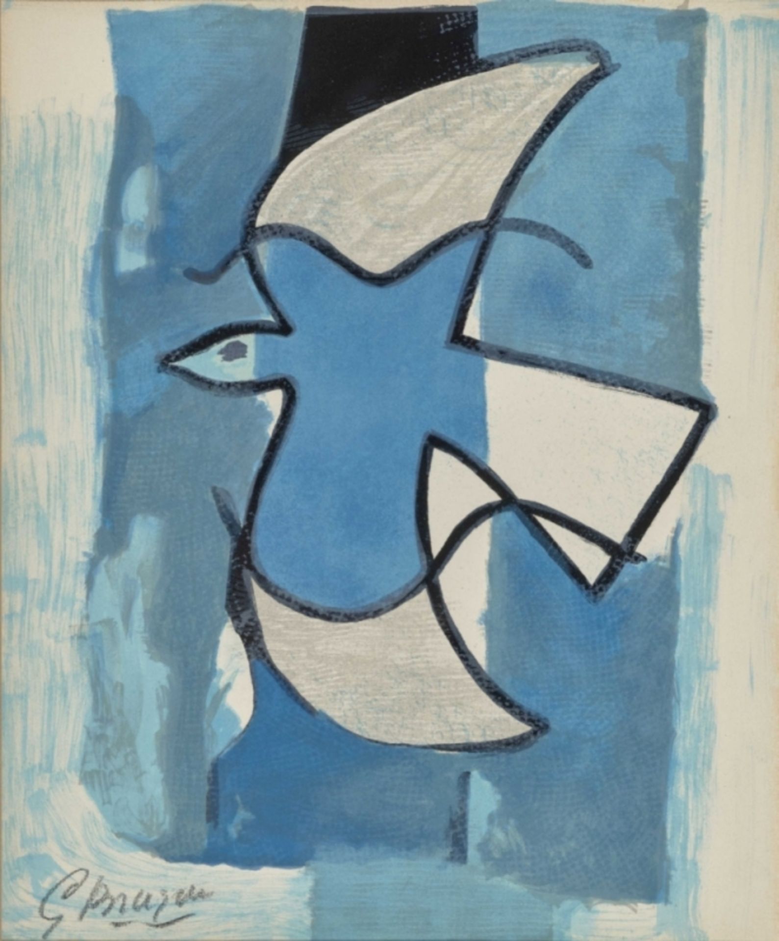 Braque, GeorgesL`oiseau bleu et gris (The blue-grey bird). 1962 Coloured lithograph on vellum.