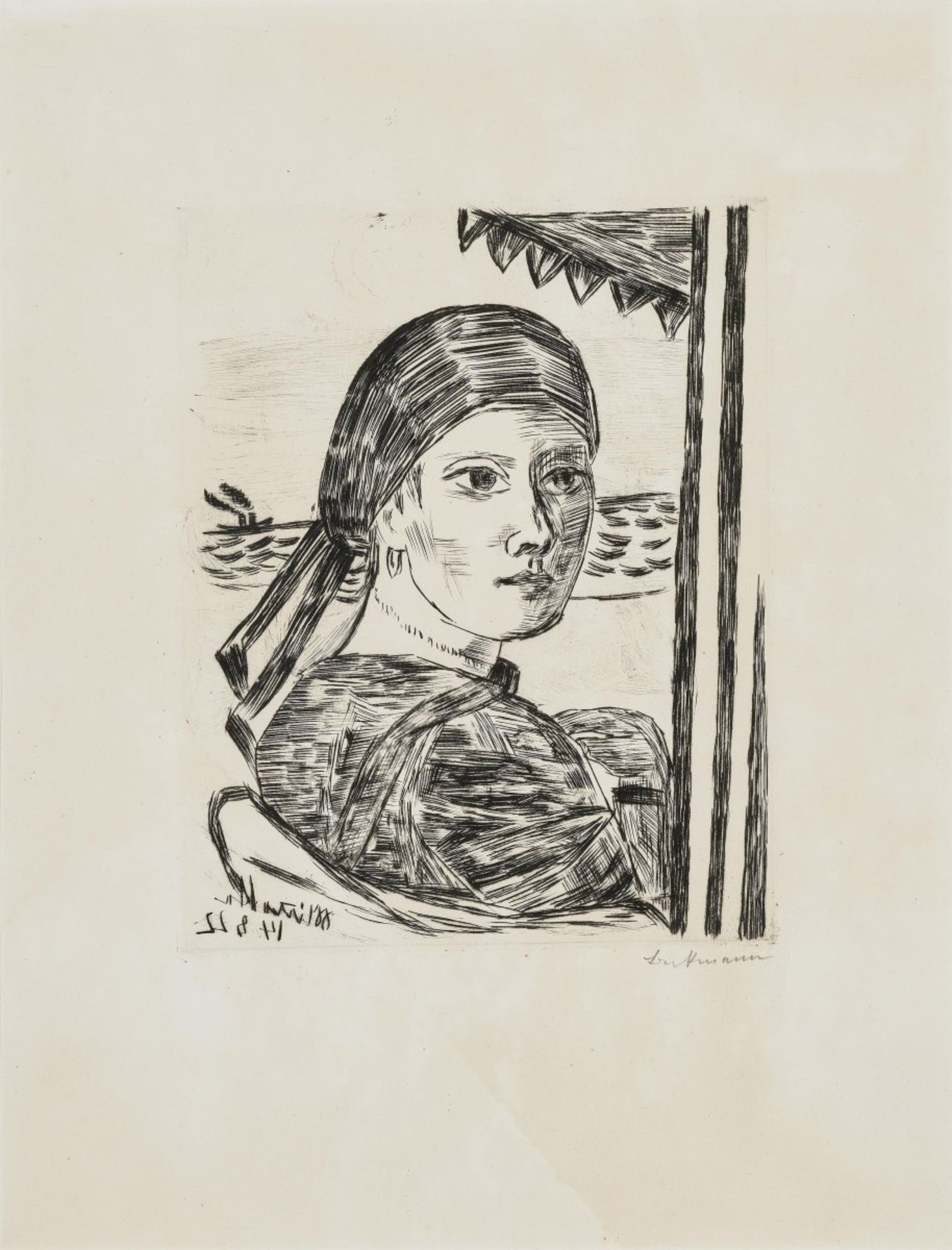 Beckmann, MaxMinette. 1922 Drypoint on vellum 25.3 x 20.5 cm (42.5 x 32.2 cm) Signed ''Beckmann''