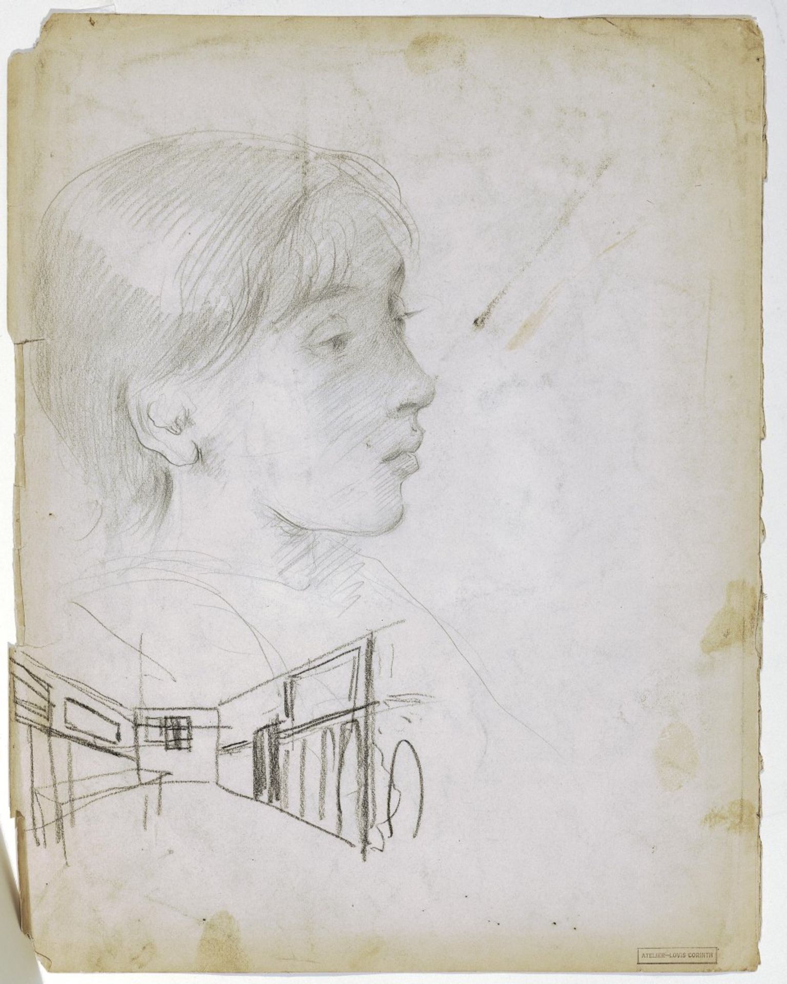 Corinth, LovisHead of a Girl. Pencil drawing on brownish vellum 30 x 19 cm (44 x 34.5 cm) With the