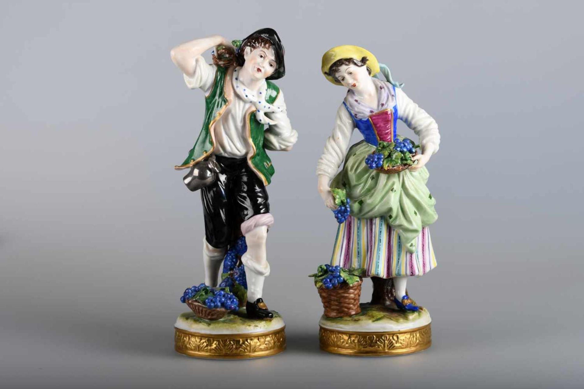 Paar Gärtnerfigurinen, Älteste Volkstedter Porzellanmanufakturblaue Marken, Darstellungen zur