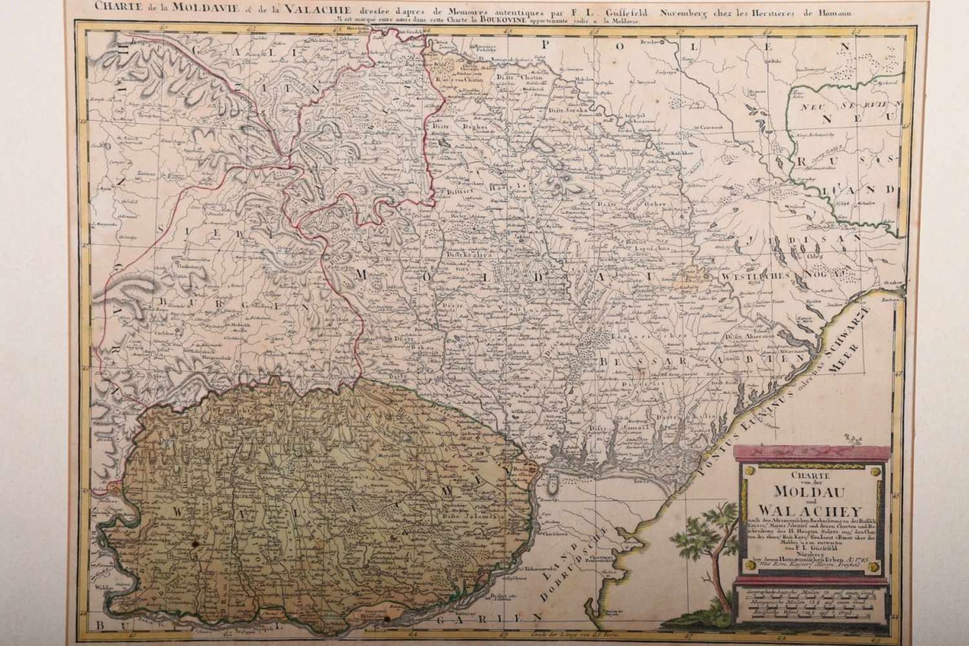 Homann, Johann Baptist: Karte von Moldau und Walachey, 1785Karte "nach den astronomischen