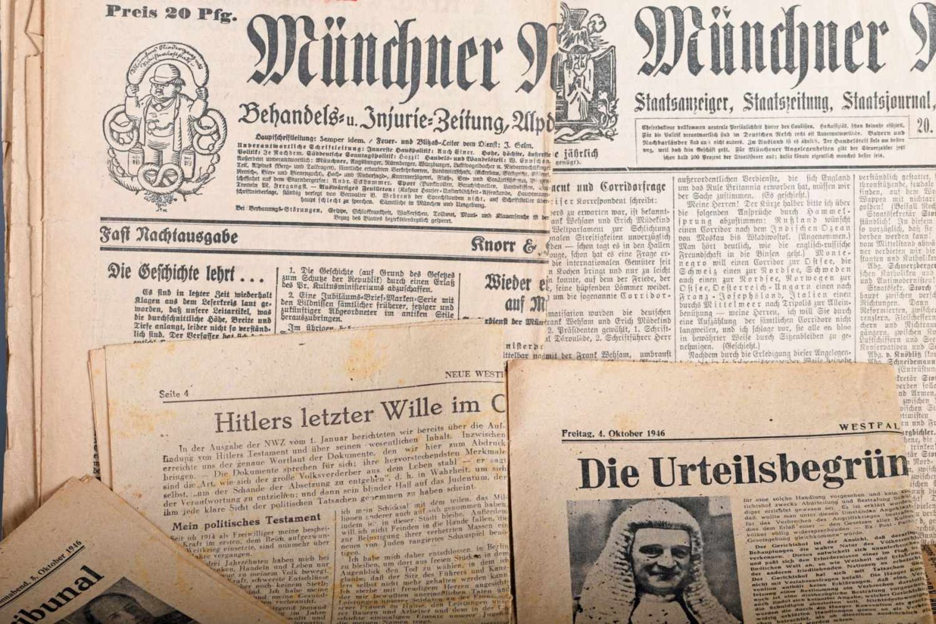 Münchner Neueste Nachrichten und weitere historische TageszeitungenZeitgeschichtlich interessante