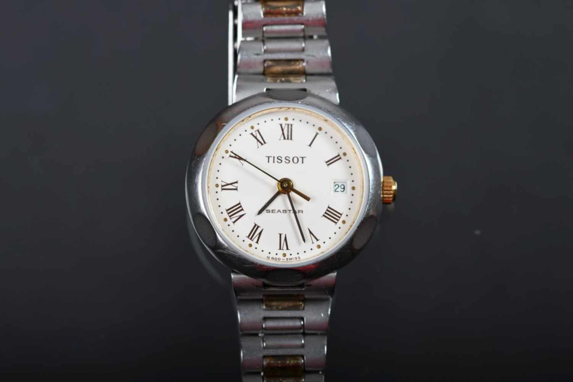 Damen-Armbanduhr Tissot SeastarGold/Stahl, Quartzuhr mit Datumsanzeige bei der 3, Revision incl.