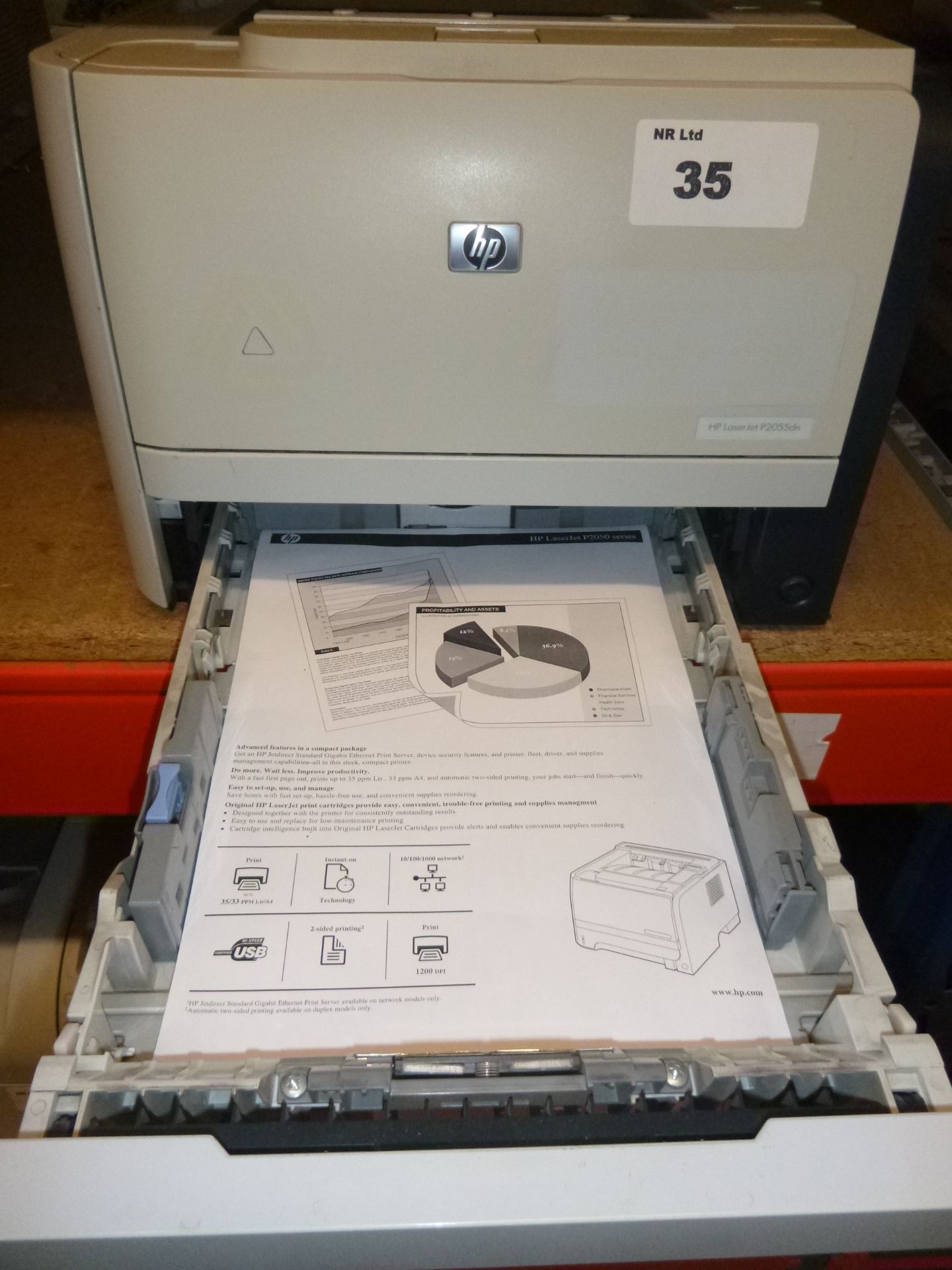 HP LASERJET P2055DN NETWORK LASER PRINTER WITH TEST PRINT - Image 2 of 2