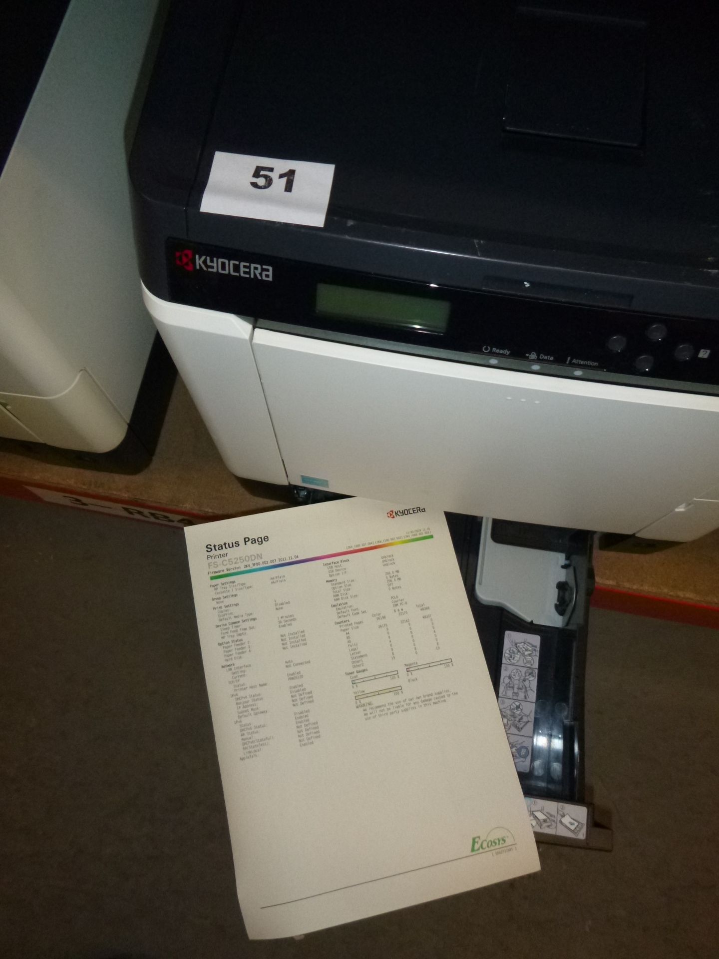 KYOCERA ECOSYS C5250DN NETWORK COLOUR LASER PRINTER. WITH TEST PRINT - Image 2 of 2