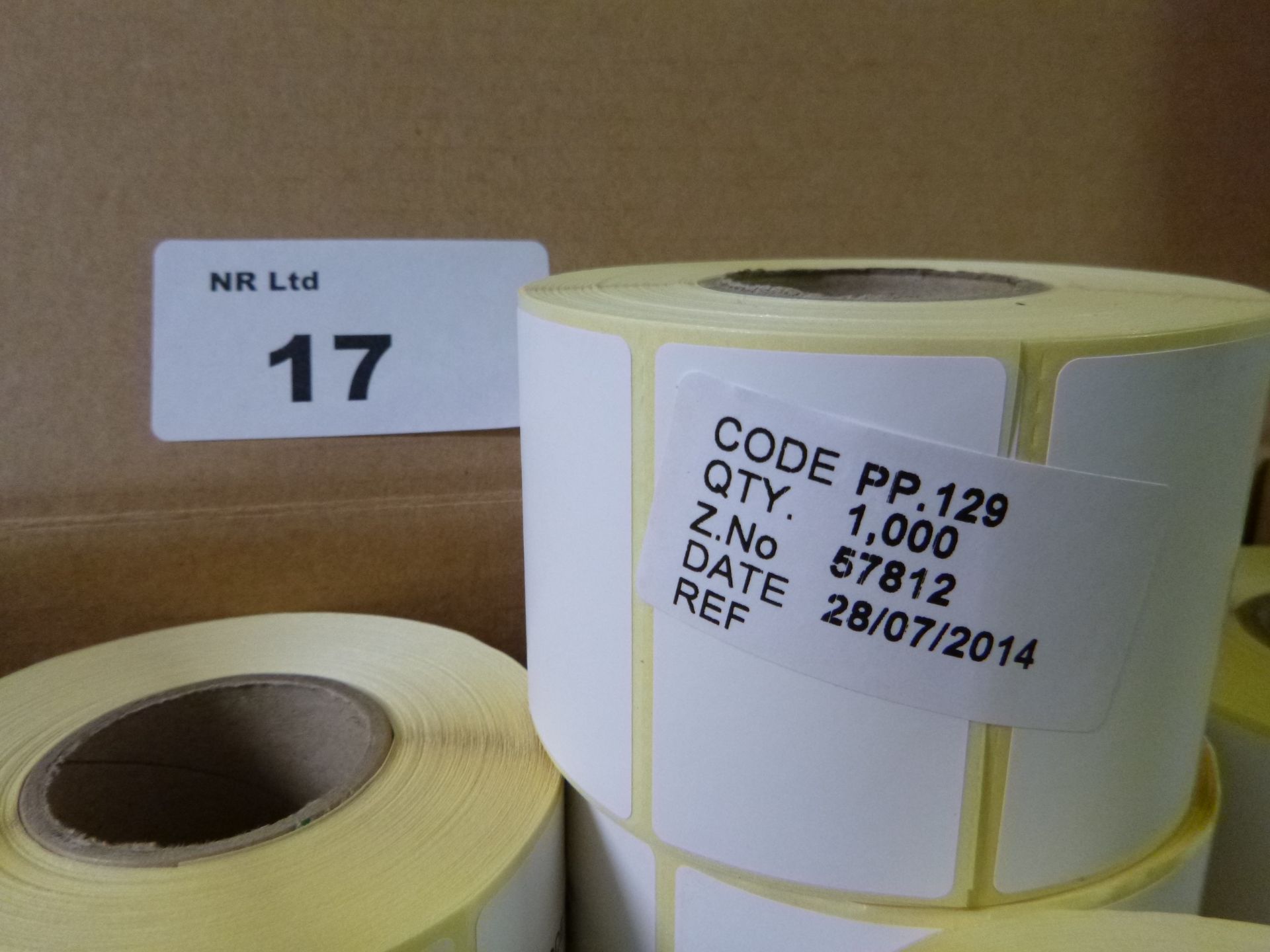 14 X ROLLS OF ZEBRA DIRECT THERMAL LABELS TYPE A. EACH ROLL CONTAINS 1000 LABELS 55MM X 17MM - Image 2 of 2