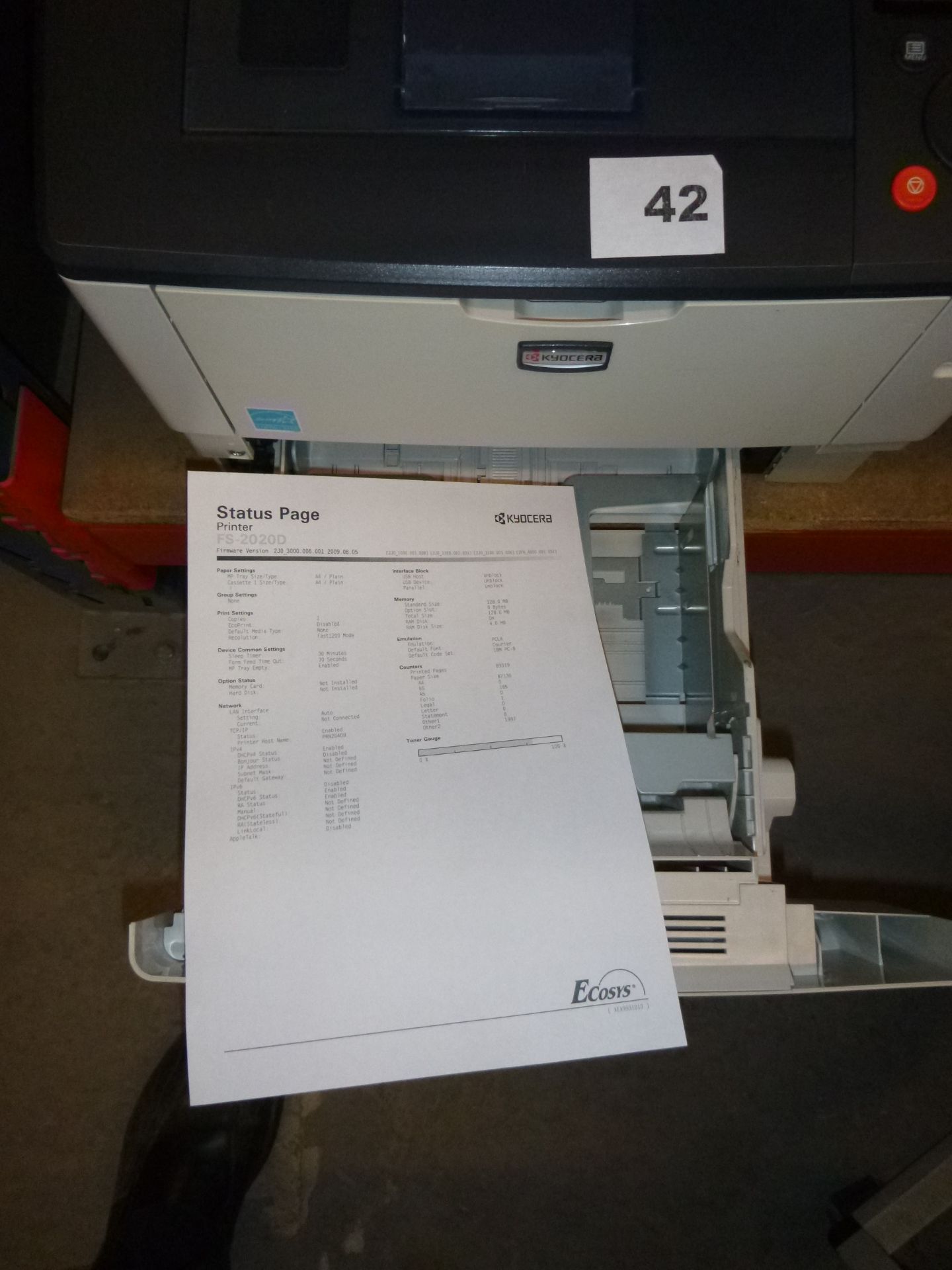 KYOCERA ECOSYS FS2020D LASER PRINTER. WITH TEST PRINT - Image 2 of 2