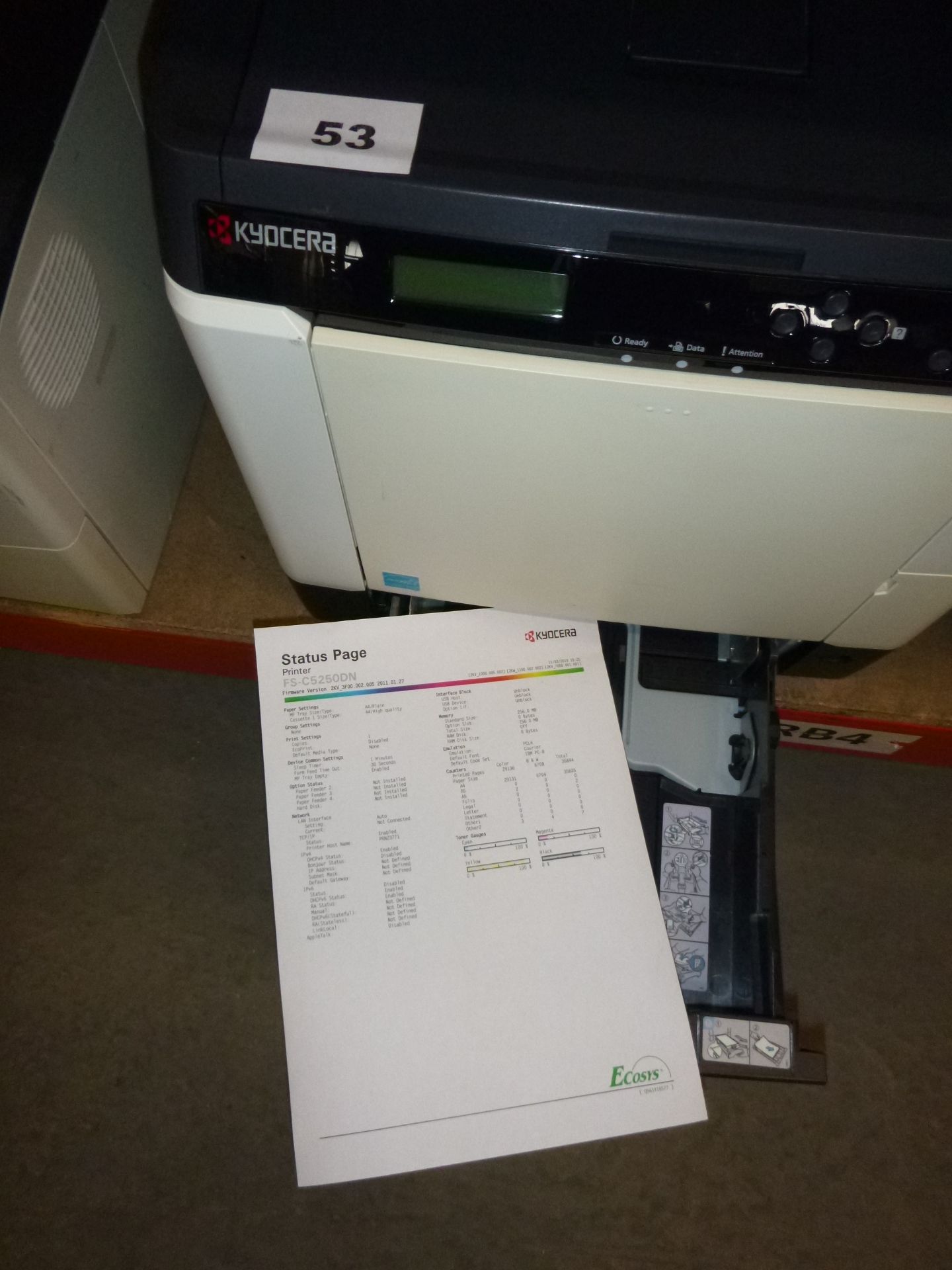 KYOCERA ECOSYS C5250DN NETWORK COLOUR LASER PRINTER. WITH TEST PRINT - Image 2 of 2