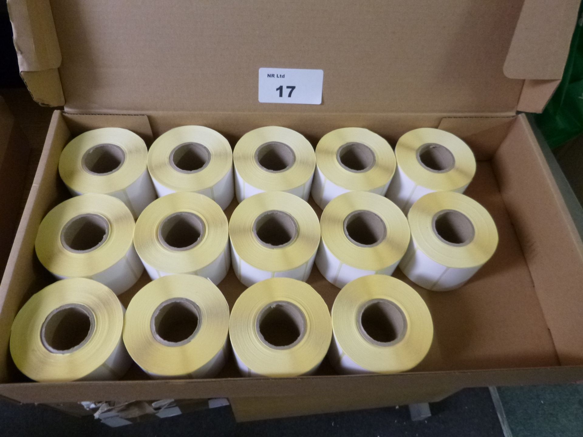 14 X ROLLS OF ZEBRA DIRECT THERMAL LABELS TYPE A. EACH ROLL CONTAINS 1000 LABELS 55MM X 17MM