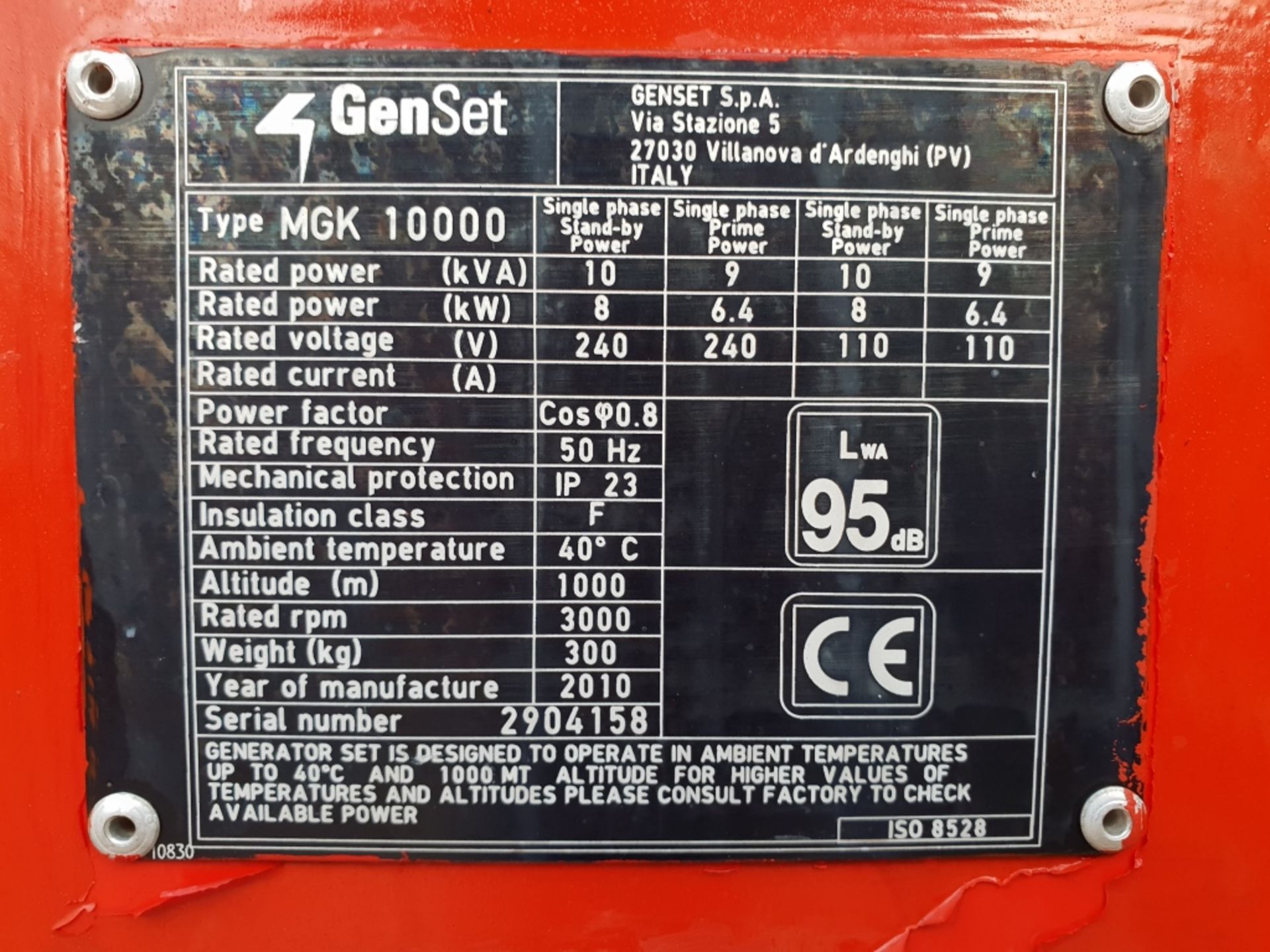 2010 Genset MGK 10000 Diesel 10 KVA Generator. - Image 9 of 9