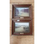 A set of 2 framed golfing prints by R Perry, title