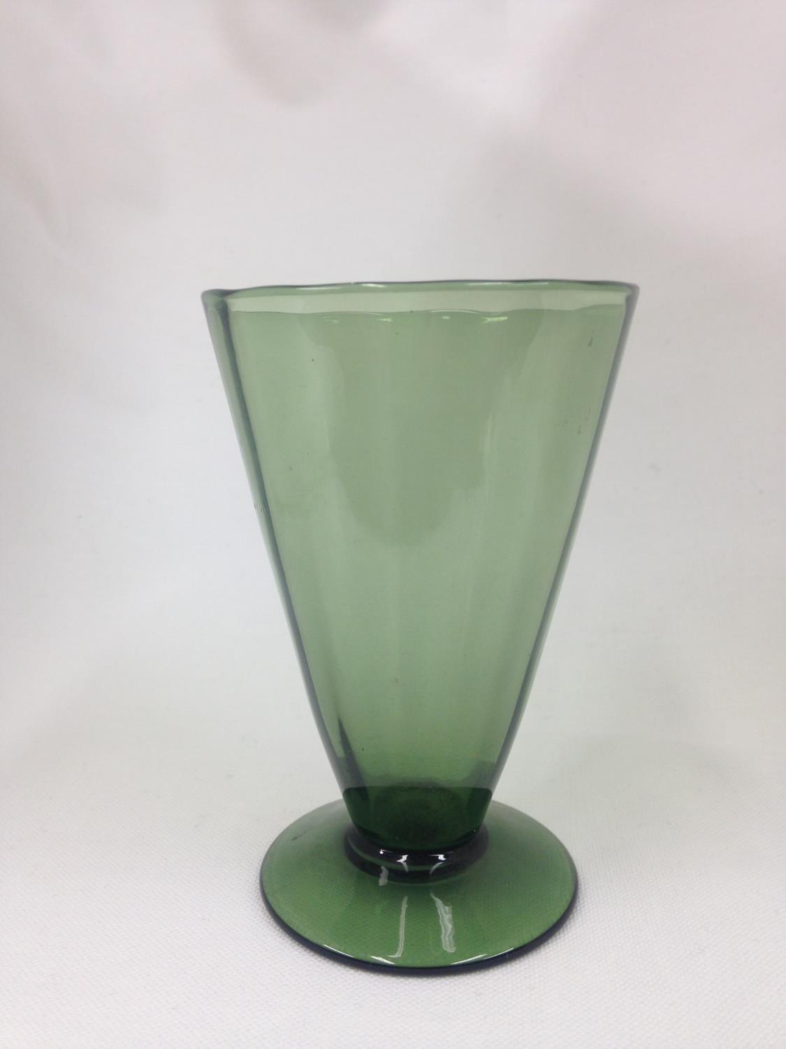 James Powell for Whitefriars - Three Arts & Crafts glass vases, comprises; Sea Green conical with - Image 8 of 9