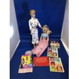 Vintage Midge/Barbie - dolls, metal support stand; accessories and clothing, including original