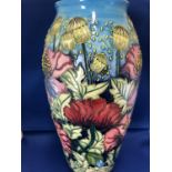 Rachel Bishop for Moorcroft Pottery - A large Scarlet Cloud pattern vase tubelined with poppies