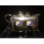 The Tea Pottery - A novelty Airstream Large caravan teapot and cover, silver finish with red,white