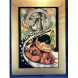 Emma Bossons for Moorcroft Pottery - A plaque decorated with poppies beneath a roundel of pottery