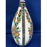 Boche Freres pottery vase, designed by Charles Catteau, of slender ovoid form, printed and painted