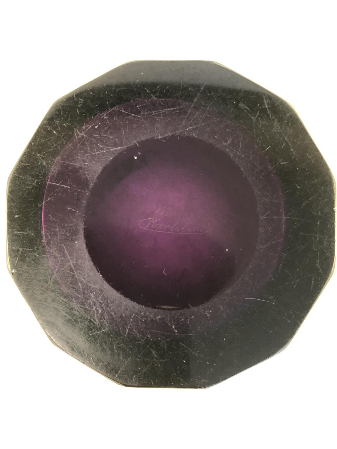 A Moser oroplastic amethyst glass vase, of facetted cylindrical form flaring towards the rim, the - Image 4 of 6