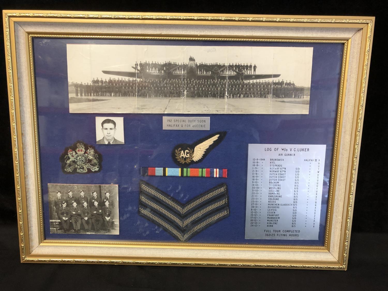 Second World War Royal Air Force Interest - A framed group of items relating to Warrant Officer V.C.