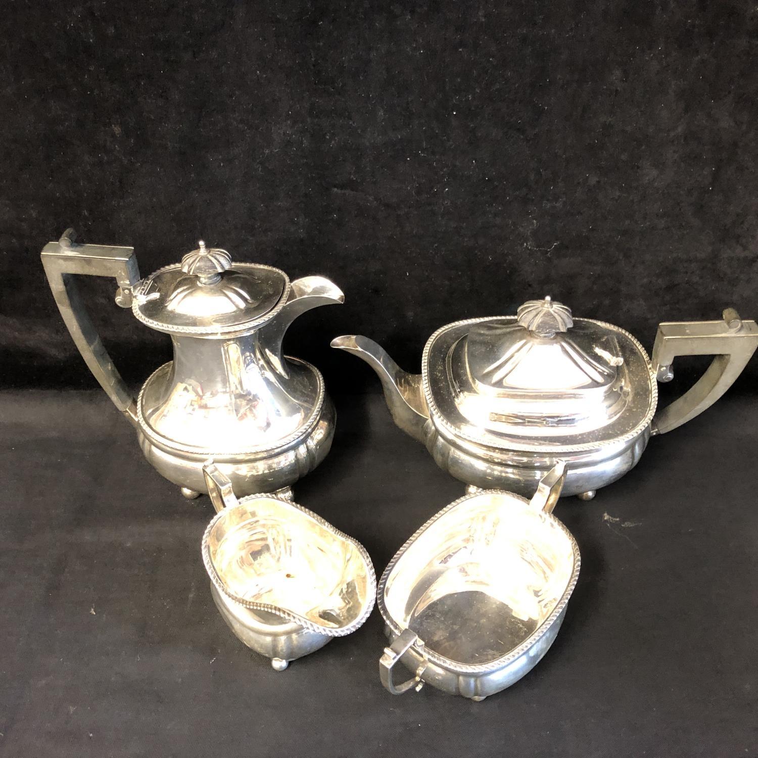 A four piece silver Georgian style tea and coffee service, each piece with finely gadrooned edge and - Image 3 of 21