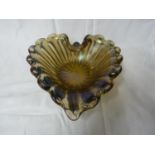 Barovier & Toso - An iridescent golden amethyst glass heart form bowl, Italian, 20th Century, 24cm