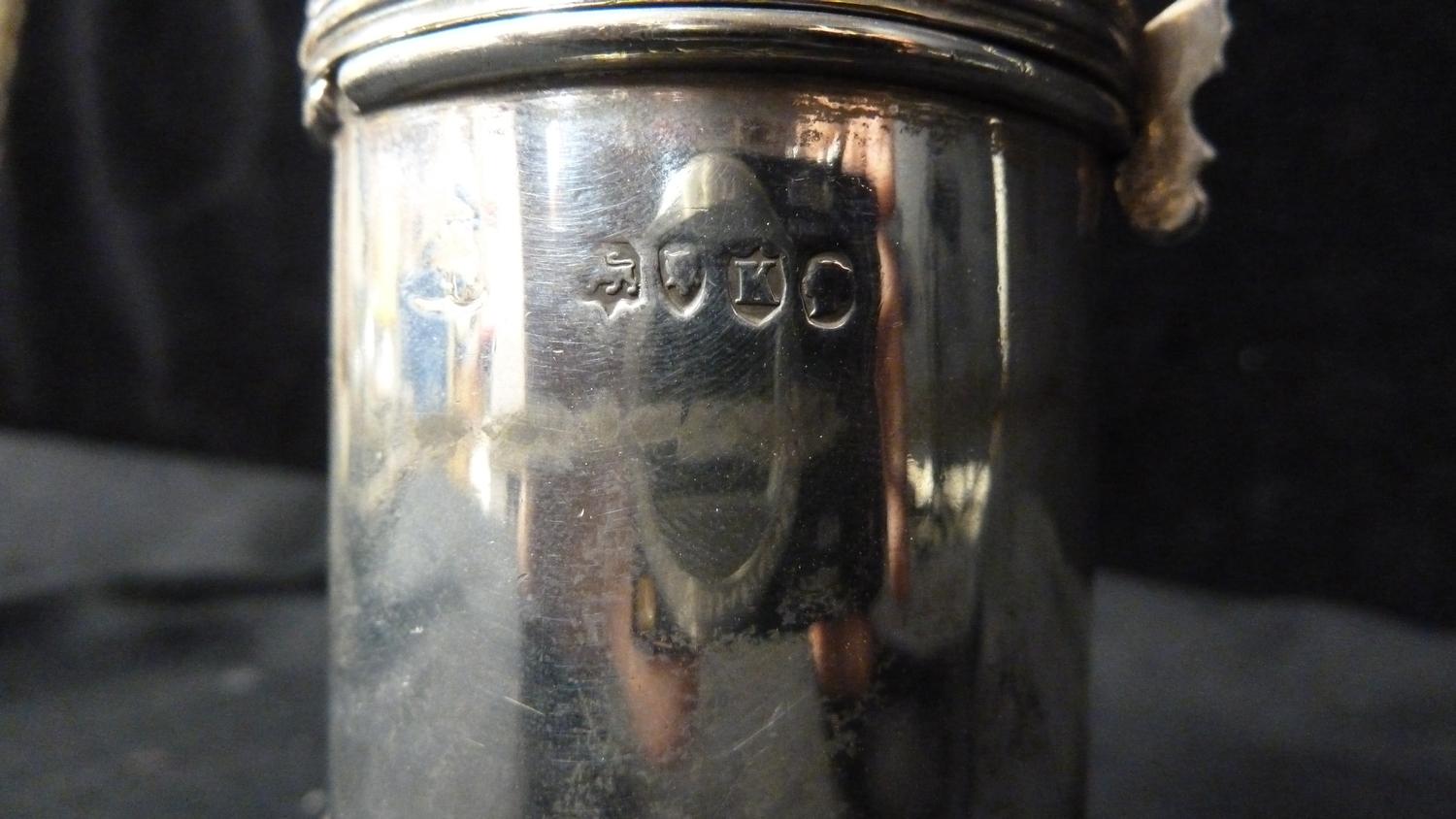 A Silver sugar caster, decorated in Gothic style with foliate 'strapwork' to cover over similar - Image 3 of 4