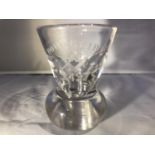 Masonic Glass - A firing glass, engraved Downshire 2437 with square and compasses motif, 9cm high **