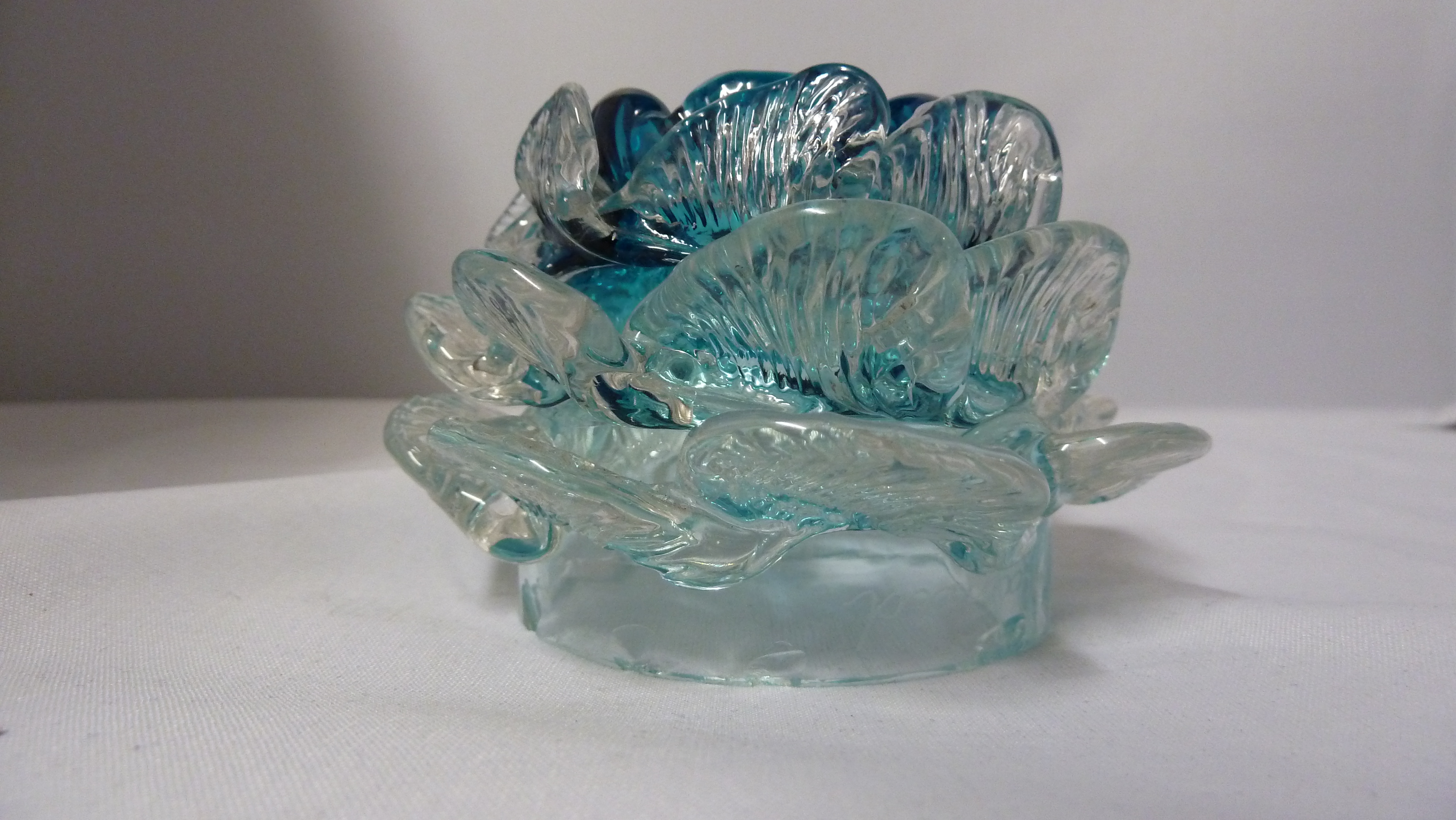 A Rare marked Clarke's Floral Fairy Pyramid Nightlight glass shade, the turquoise and colourless